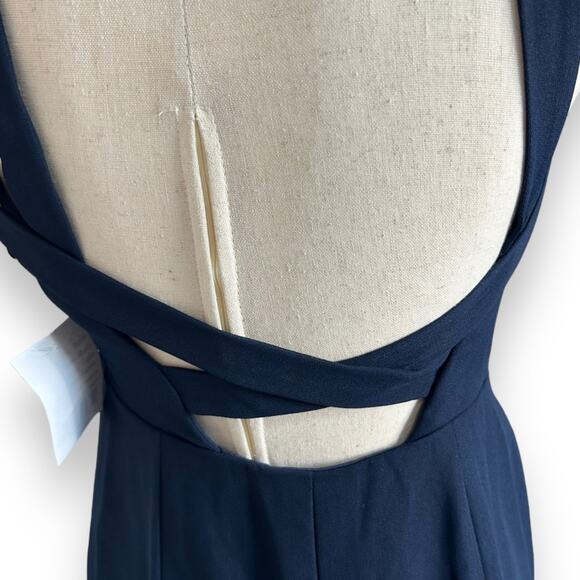 NEW Nordstrom Navy Blue Column Gown Size 0 Minimalist Quiet Luxury Prom Formal - Picture 7 of 11